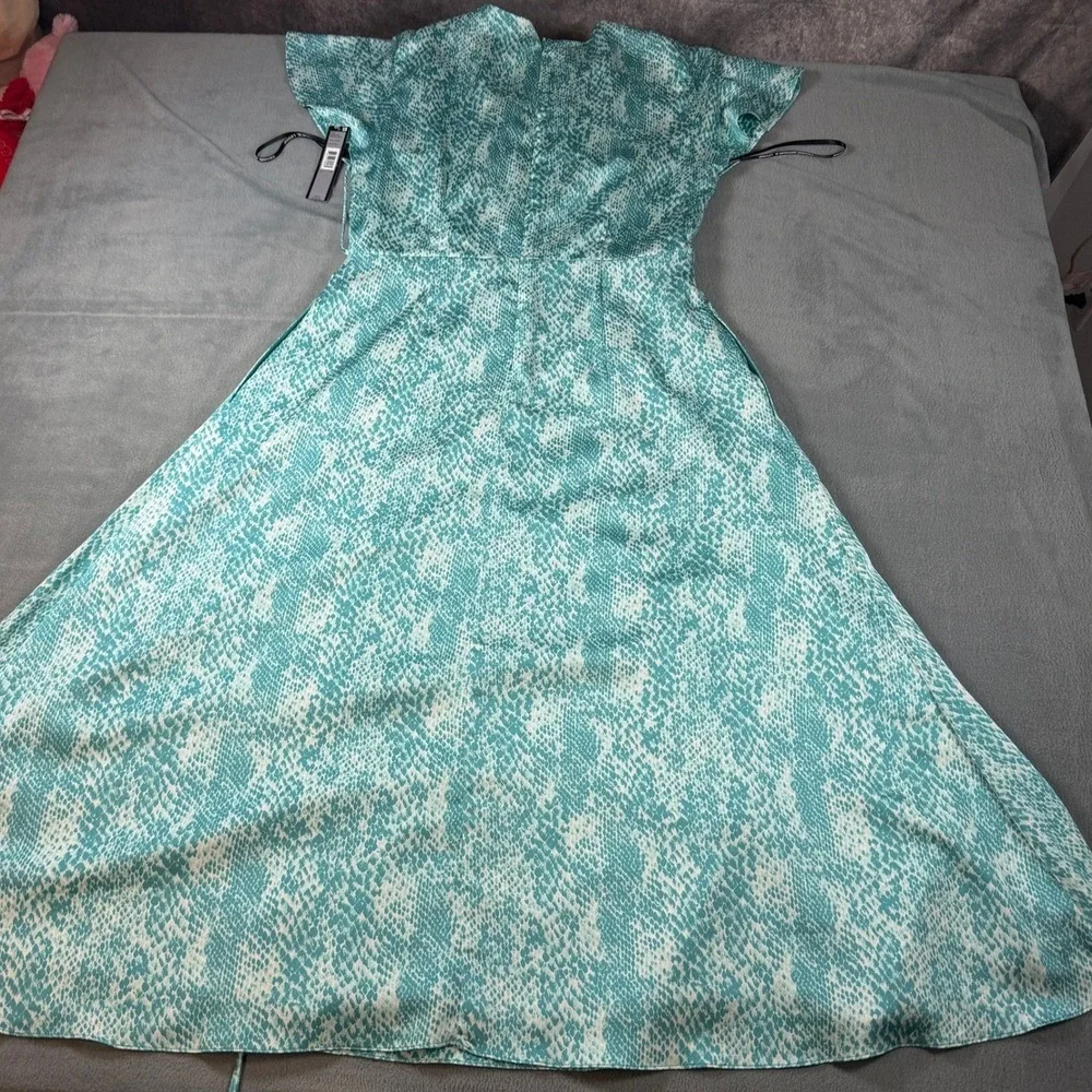 Tahari Arthur‎ S. Levine Turquoise Snake Print Midi Dress TLMS0WD085 Size 6 NEW